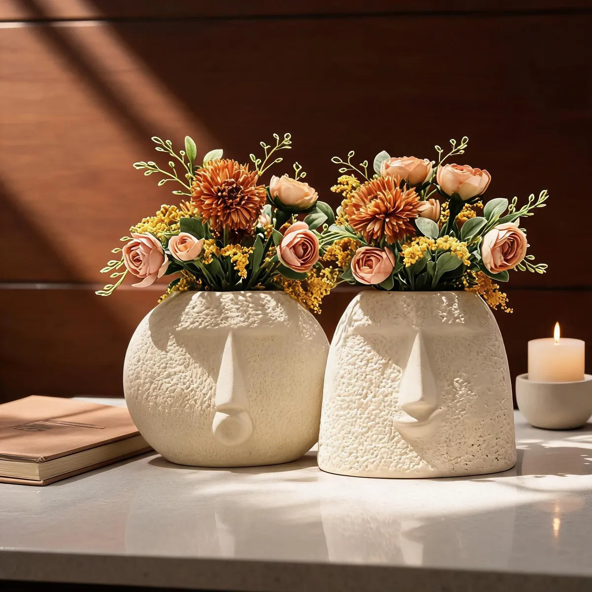 Ceramic face vase